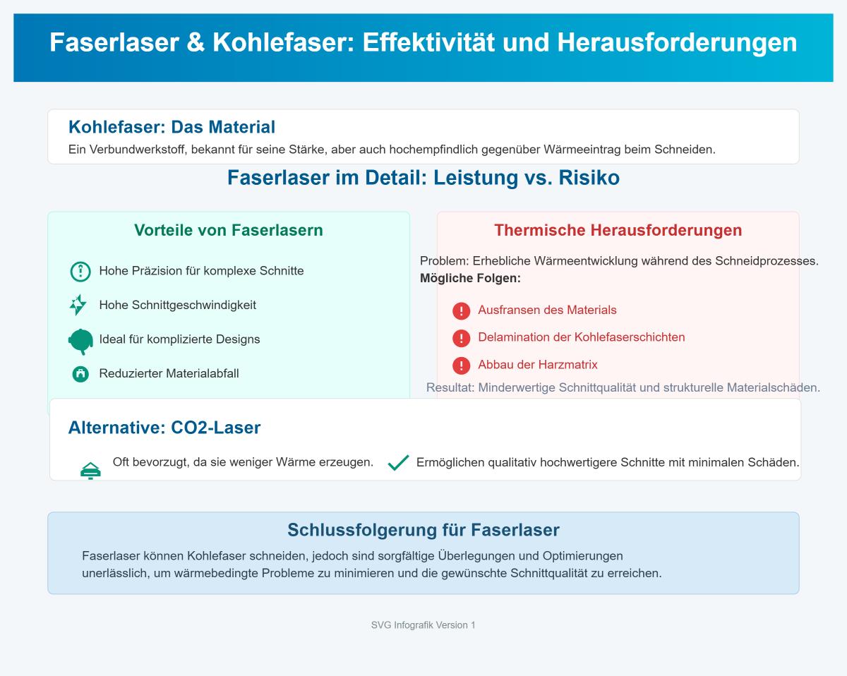 Faserlaser-Fähigkeiten zum Schneiden von Kohlefaser und Glasfaser
