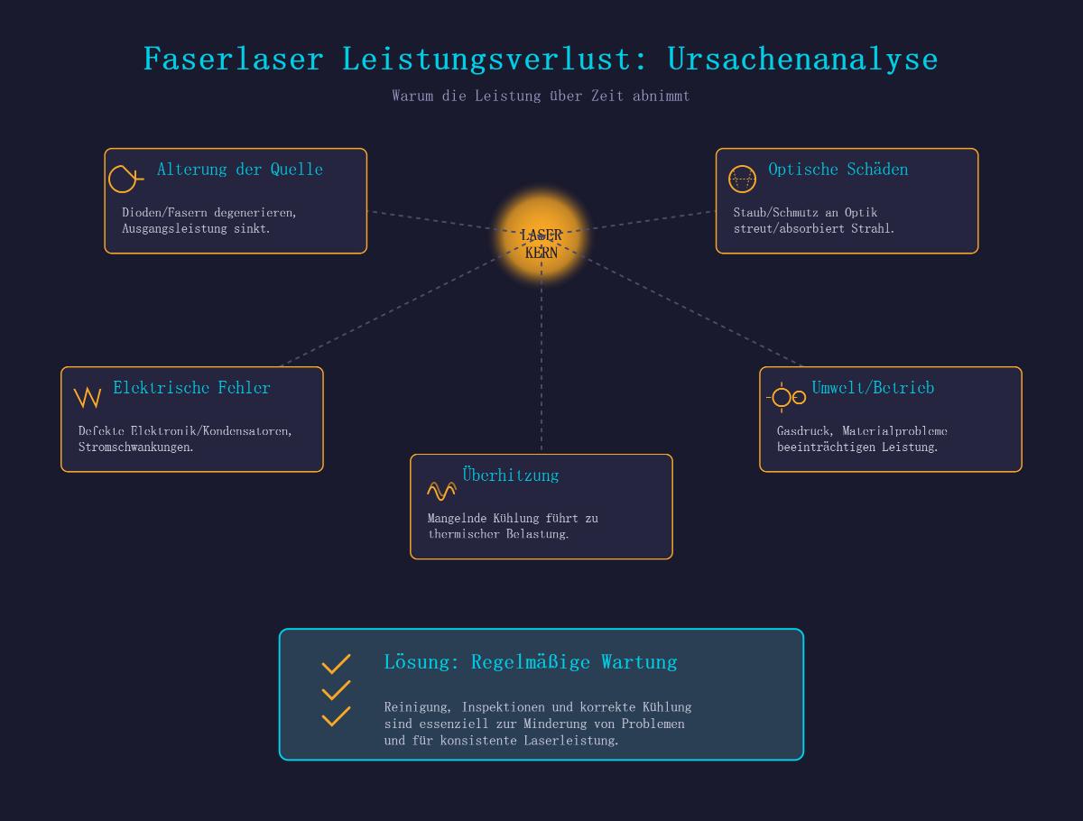 Verstehen der Leistungsabnahme bei Faserlasern: Ursachen und Lösungen